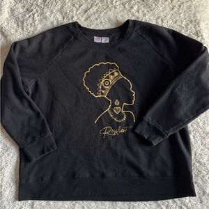 Black Sweatshirt with Gold Graphic